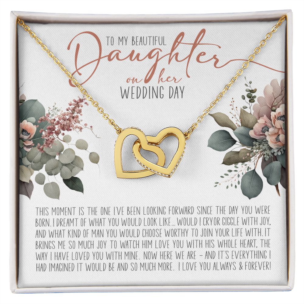 To My Daughter on Her Wedding Day (Bride / Wedding) - Interlocking Hearts Necklace