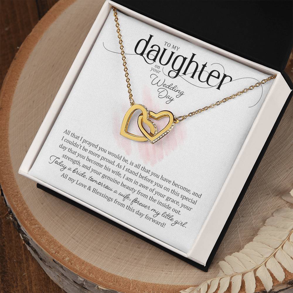 To My Daughter on Her Wedding Day (Bride / Wedding) - Interlocking Hearts Necklace