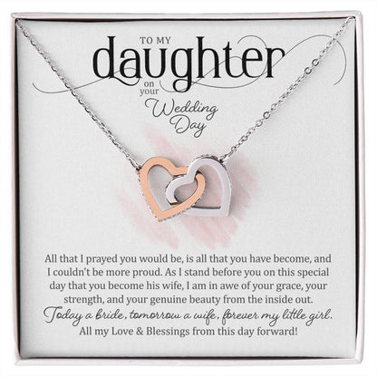 To My Daughter on Her Wedding Day (Bride / Wedding) - Interlocking Hearts Necklace