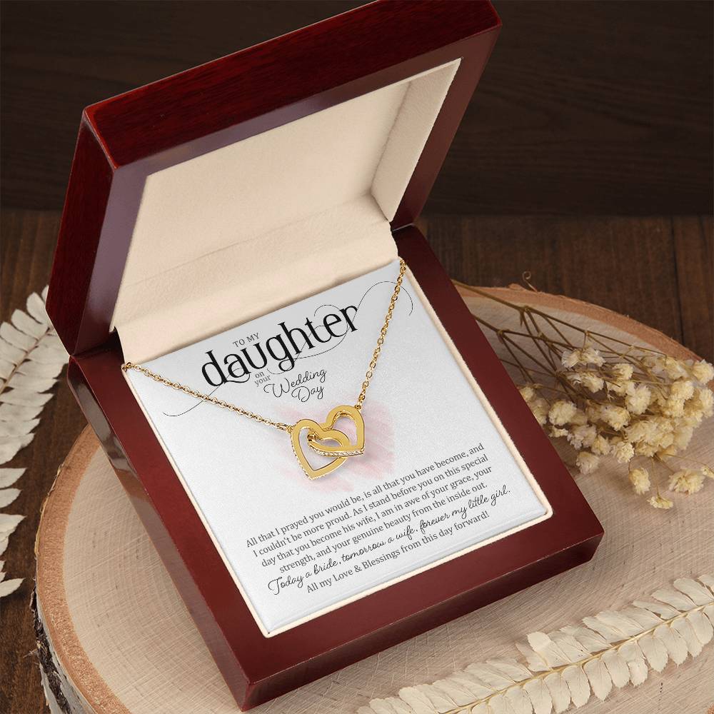 To My Daughter on Her Wedding Day (Bride / Wedding) - Interlocking Hearts Necklace