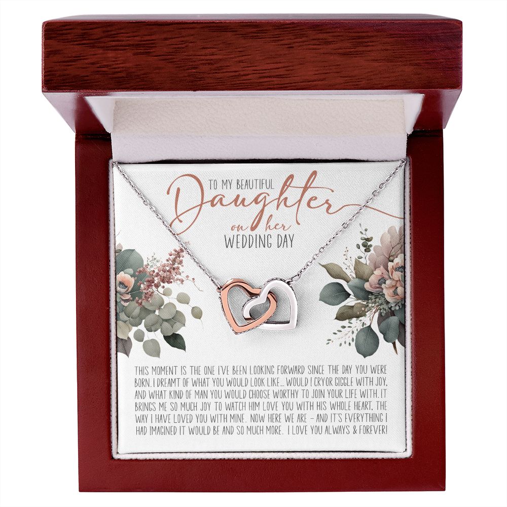 To My Daughter on Her Wedding Day (Bride / Wedding) - Interlocking Hearts Necklace