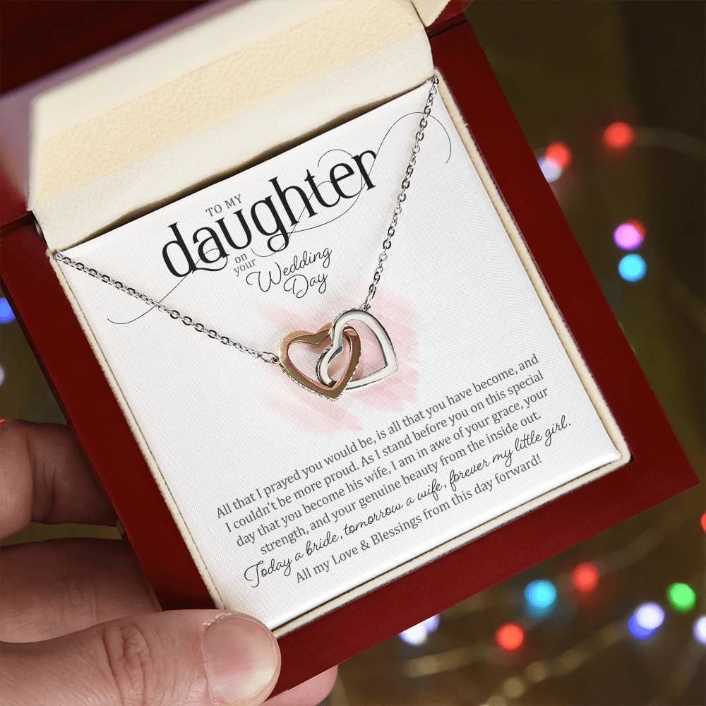 To My Daughter on Her Wedding Day (Bride / Wedding) - Interlocking Hearts Necklace