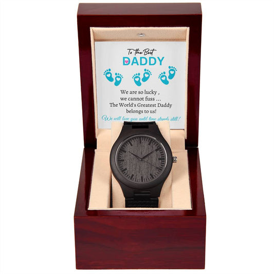 New Daddy / Father to Be (triplets: all boys) - Wooden Watch
