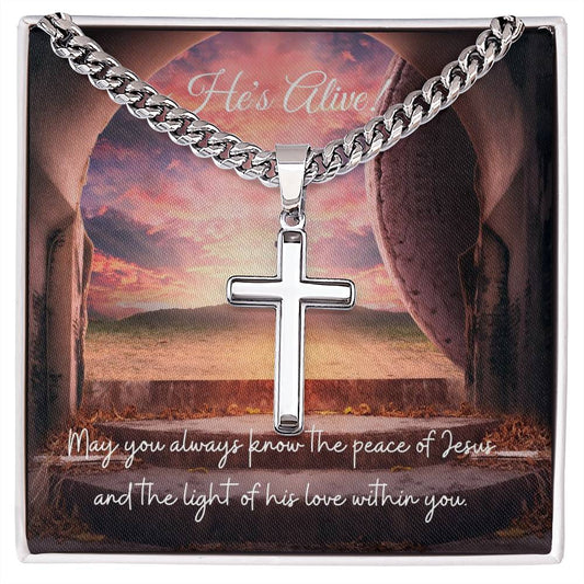 He's Alive (Easter) - Cuban Chain with  Cross Necklace