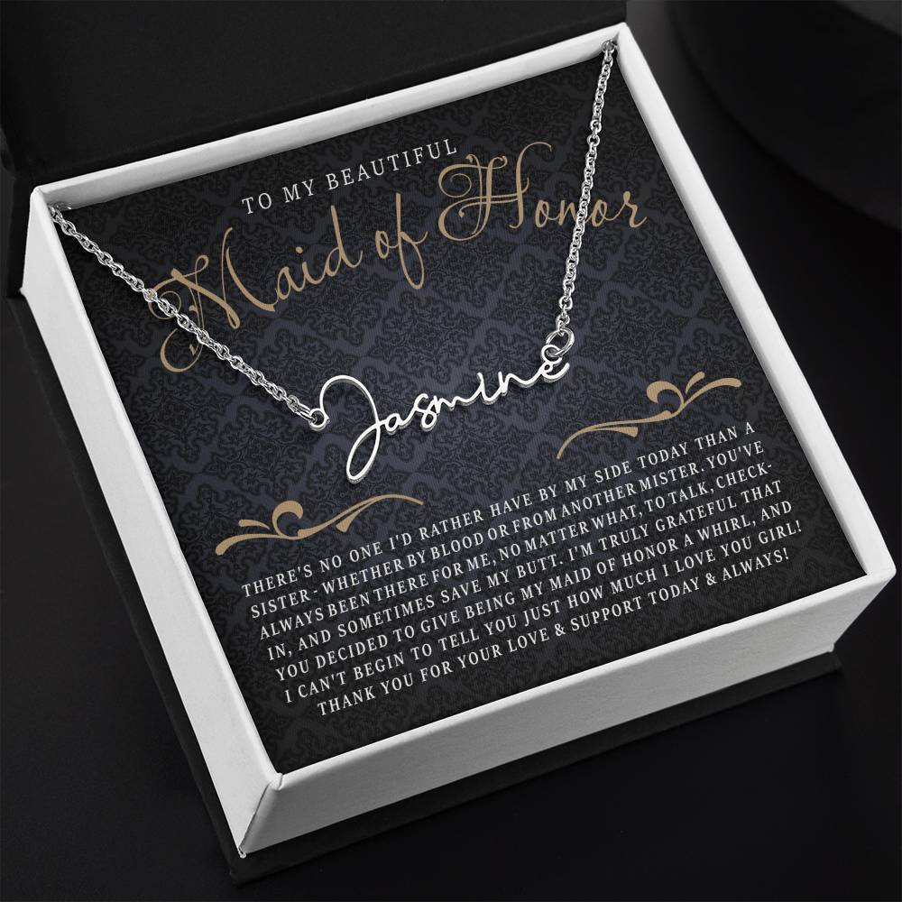 To My Maid of Honor (Wedding) -  Script Name Necklace