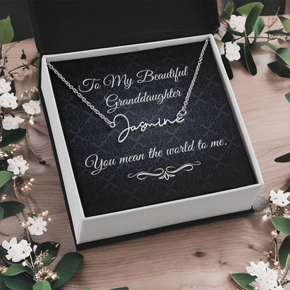 To My Beautiful Granddaughter (Black Tapestry) - Script Name Necklace