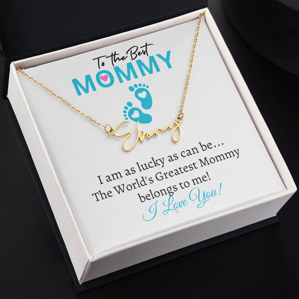 New Mommy (Blue Card) / Mother's Day - Customized Name Necklace Script