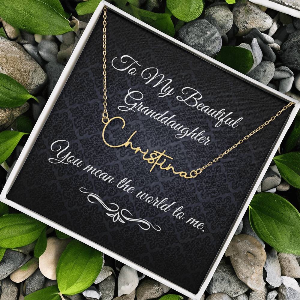 To My Beautiful Granddaughter (Black Tapestry) - Script Name Necklace