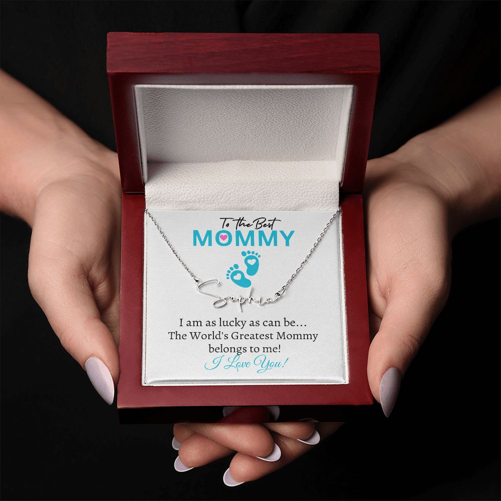 New Mommy (Blue Card) / Mother's Day - Customized Name Necklace Script