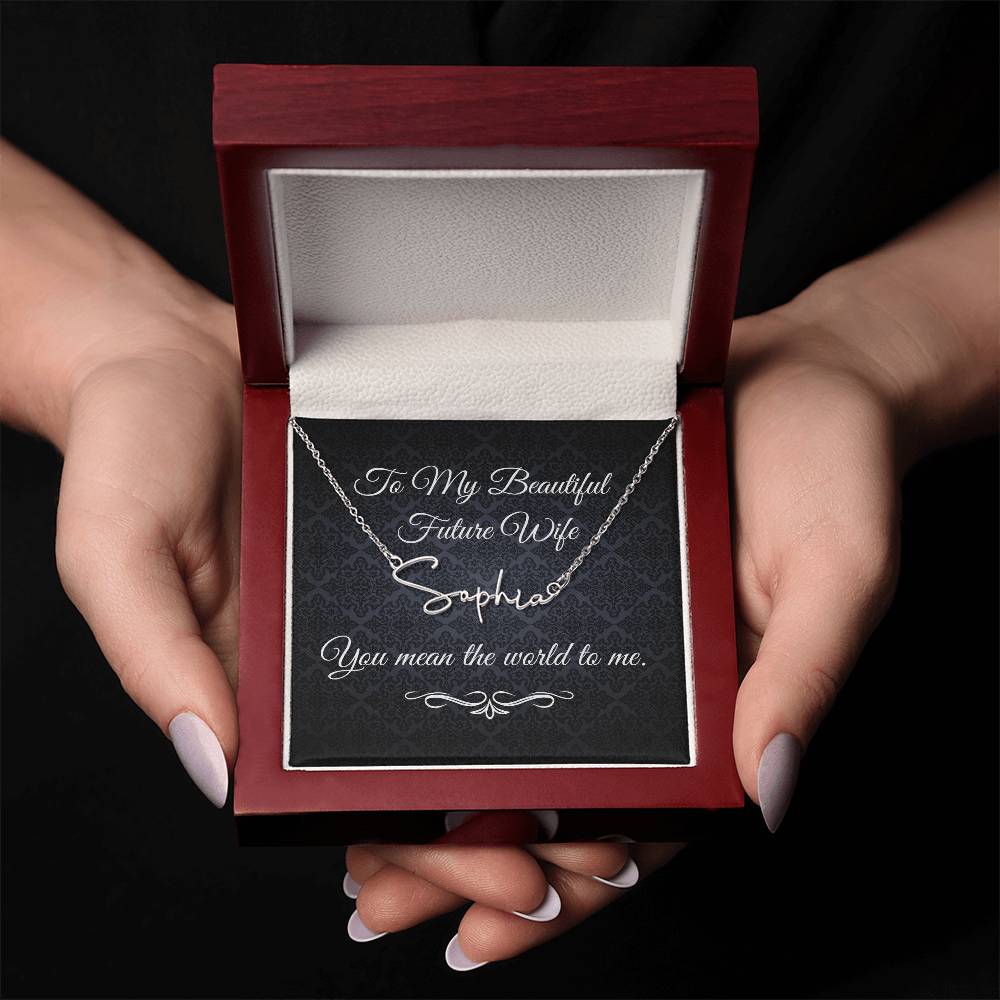 To My Beautiful Future Wife (Black Tapestry) - Script Name Necklace