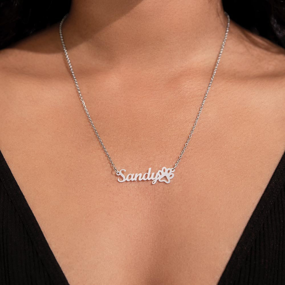 To My Purr-fect Cat Mom (Black Card) - Paw Print Name Necklace