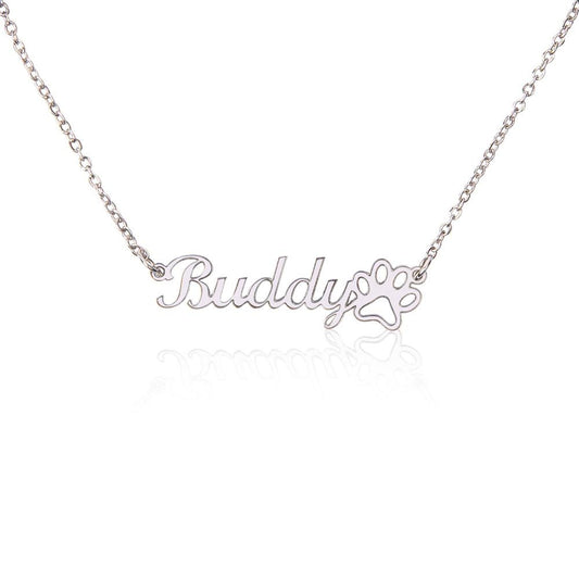 Paw Print Name Necklace for Dog Mom