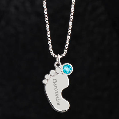 To My Mommy (Lucky White Card) - Customized Baby Feet Necklace