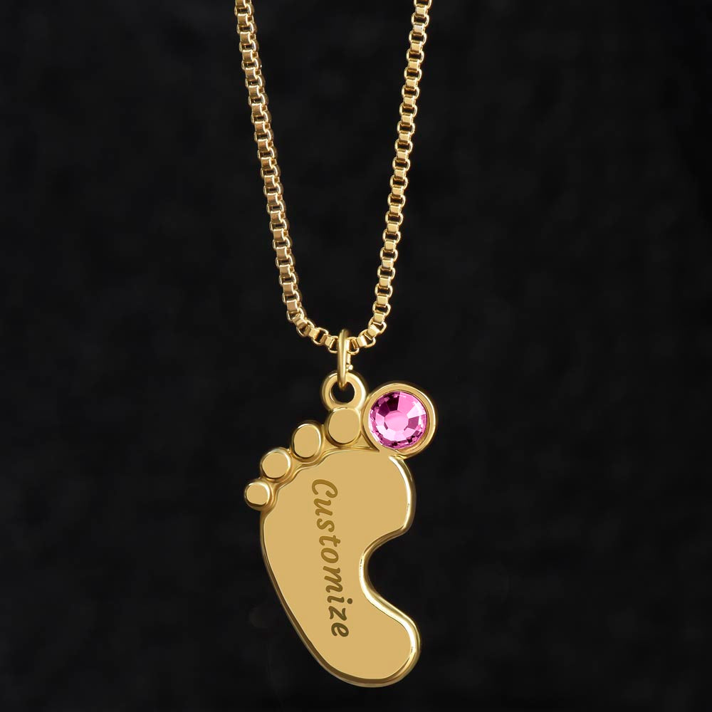 To My Mommy (Lucky White Card) - Customized Baby Feet Necklace