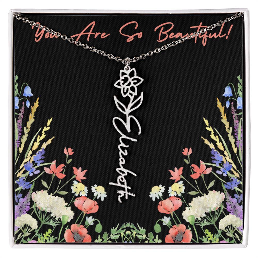 You are so Beautiful (For Birthday / Christmas / Valentines DAy- For Mother, Daughter, Sister, Niece, Bestie, Daughter in Law, Grandmother) - Birth Flower Necklace