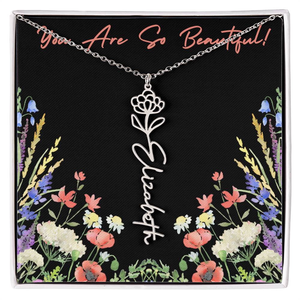 You are so Beautiful (For Birthday / Christmas / Valentines DAy- For Mother, Daughter, Sister, Niece, Bestie, Daughter in Law, Grandmother) - Birth Flower Necklace