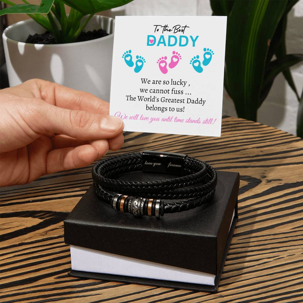 New Daddy / Father to Be (Triplets 2 Boys / 1 Girl) - Forever Love Bracelet