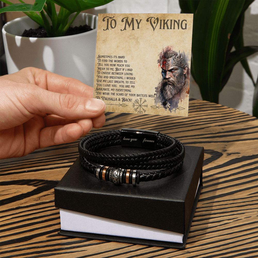 To My Viking / Soulmate / Husband / Boyfriend / Fiance (Bold Viking Theme) - Love You Forever Bracelet