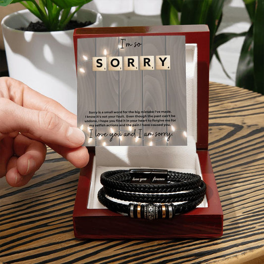 I'm Sorry (Apology . Woodgrain)  - Love You Forever Bracelet