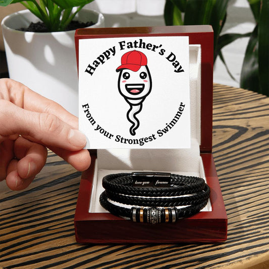 Happy Father's Day from your Strongest Swimmer (Red Hat Sperm)- Love You Forever Bracelet