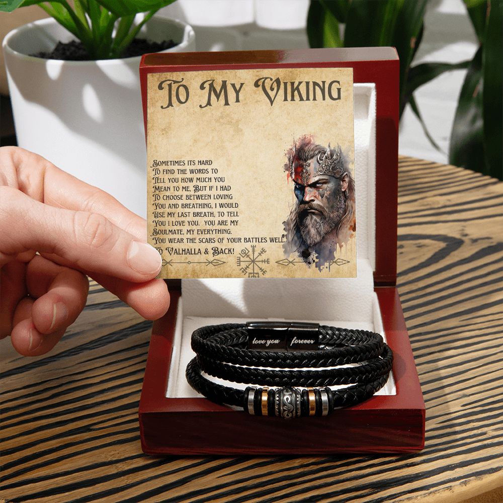 To My Viking / Soulmate / Husband / Boyfriend / Fiance (Bold Viking Theme) - Love You Forever Bracelet