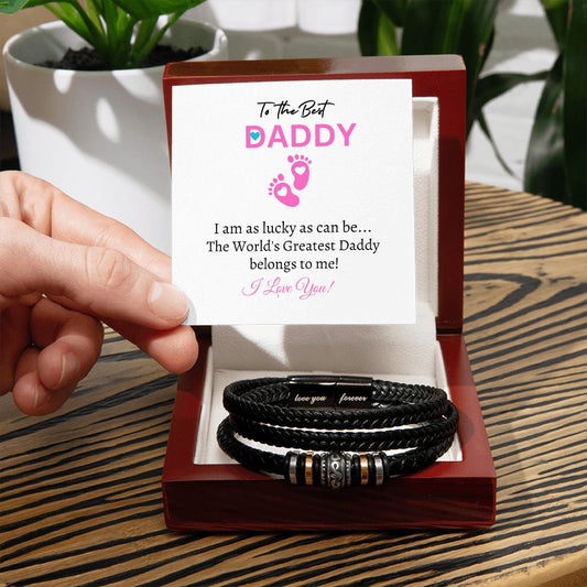 New Daddy / Father's Day (Pink Card) - Love You Forever Bracelet