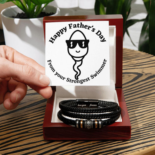 Happy Father's Day from your Strongest Swimmer (Sunglasses Sperm)- Love You Forever Bracelet