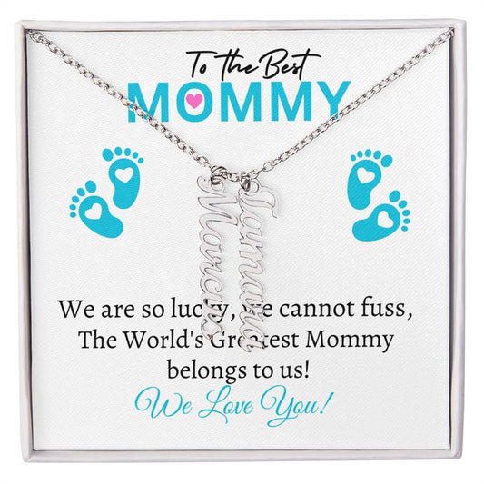To the Best Mommy (New Mom / Twin / Triplets / Quads -  Boys) - Multiple  Name Necklace
