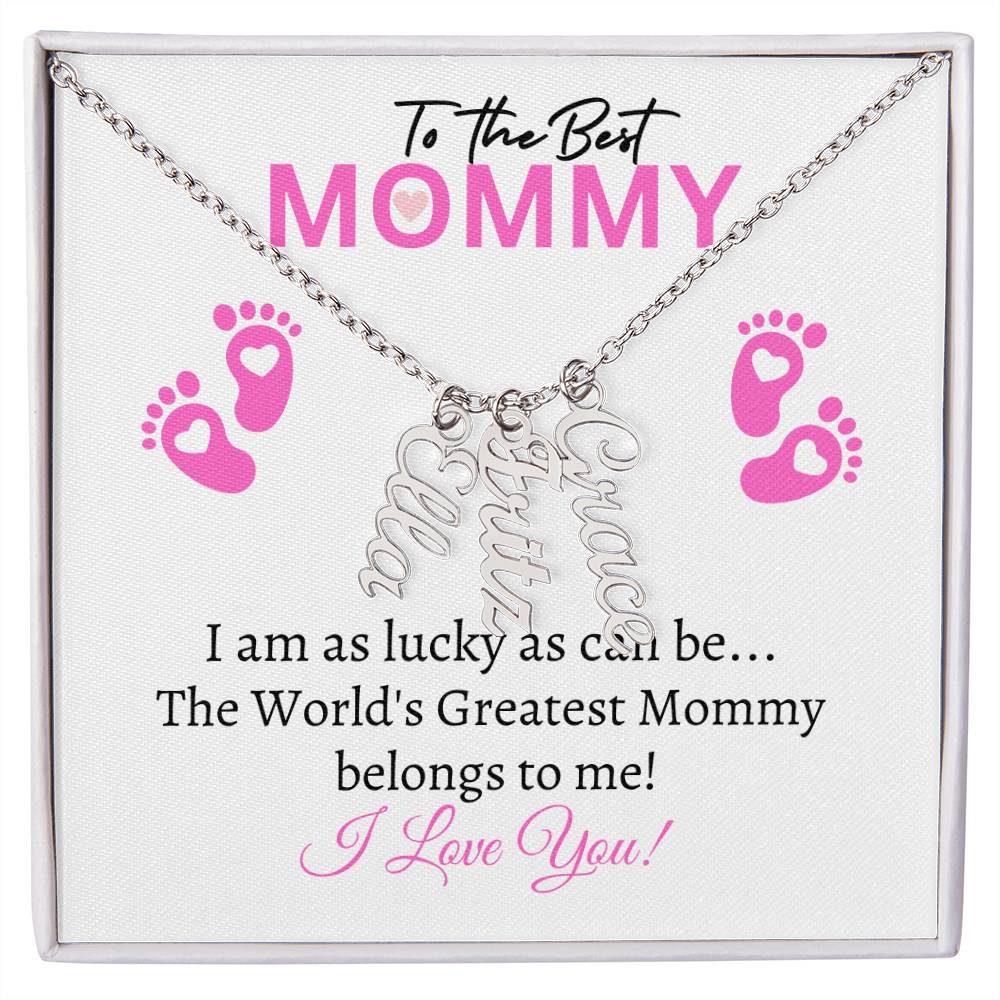 To the Best Mommy (New Mom / Twin / Triplets / Quad Girls) - Multiple Name Necklace