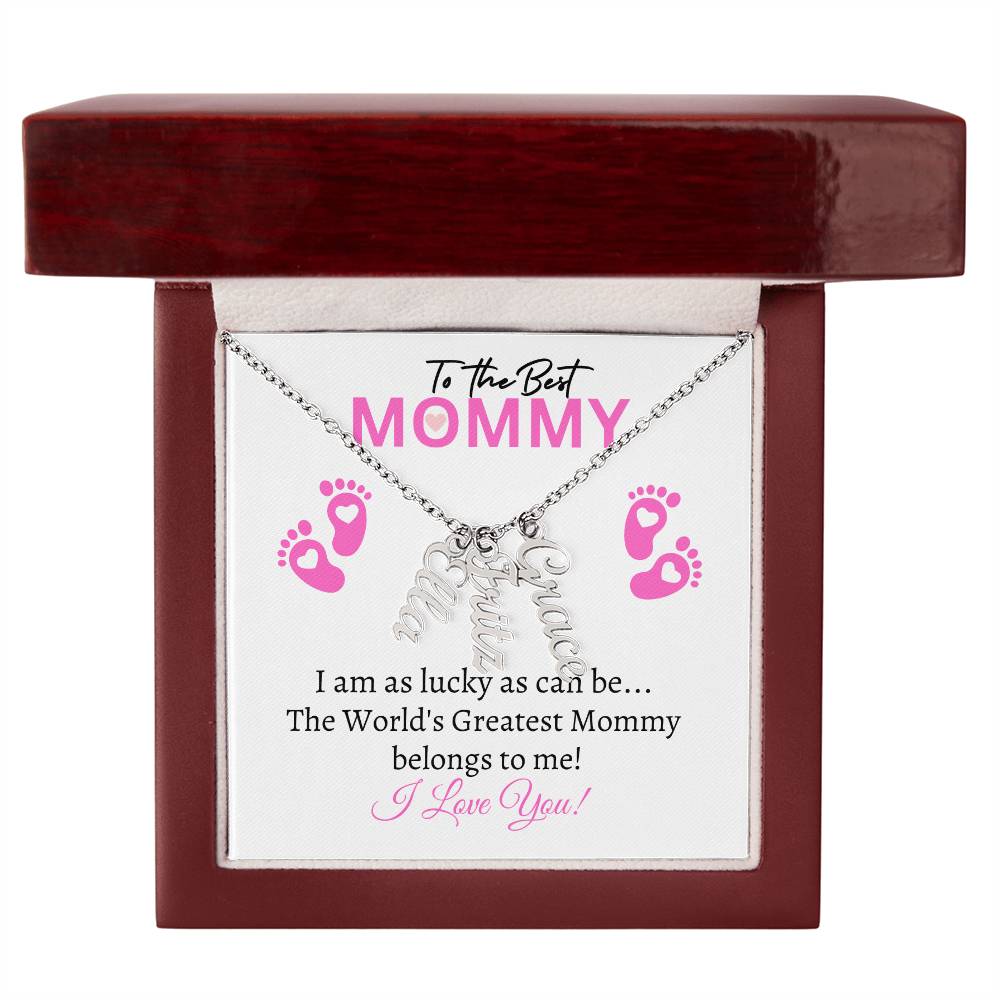 To the Best Mommy (New Mom / Twin / Triplets / Quad Girls) - Multiple Name Necklace