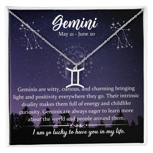 Gemini (May 21-June 20) Zodiac Sign / Symbol Necklace