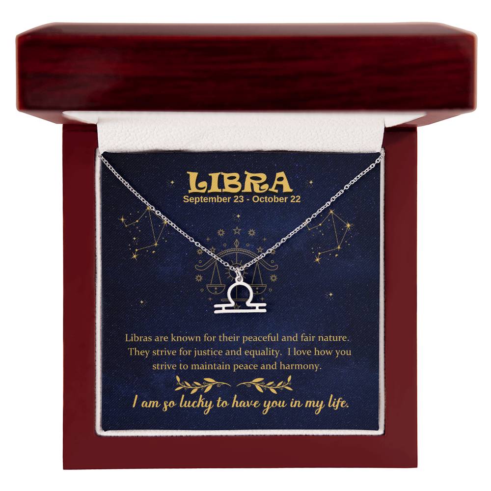 Libra (September 23 - October 22) Zodiac Sign / Symbol Necklace