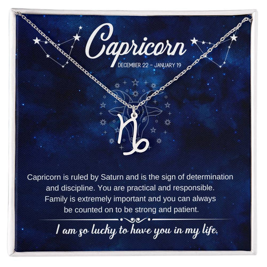 Capricorn (December 22 - January 19) Zodiac Sign / Symbol Necklace
