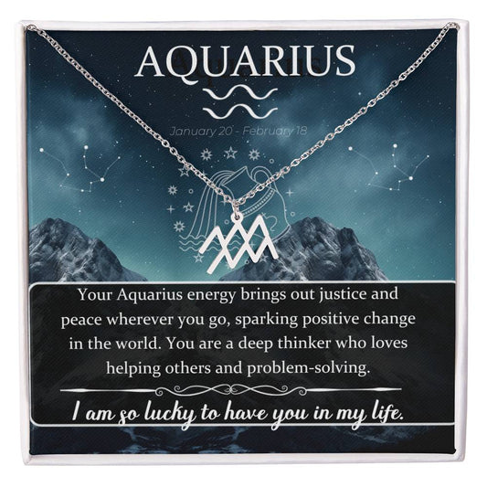 Aquarius ( January 20 - February 18) Zodiac Sign / Symbol Necklace