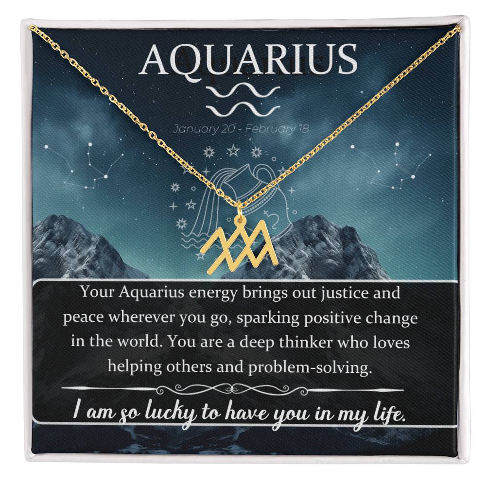 Aquarius ( January 20 - February 18) Zodiac Sign / Symbol Necklace