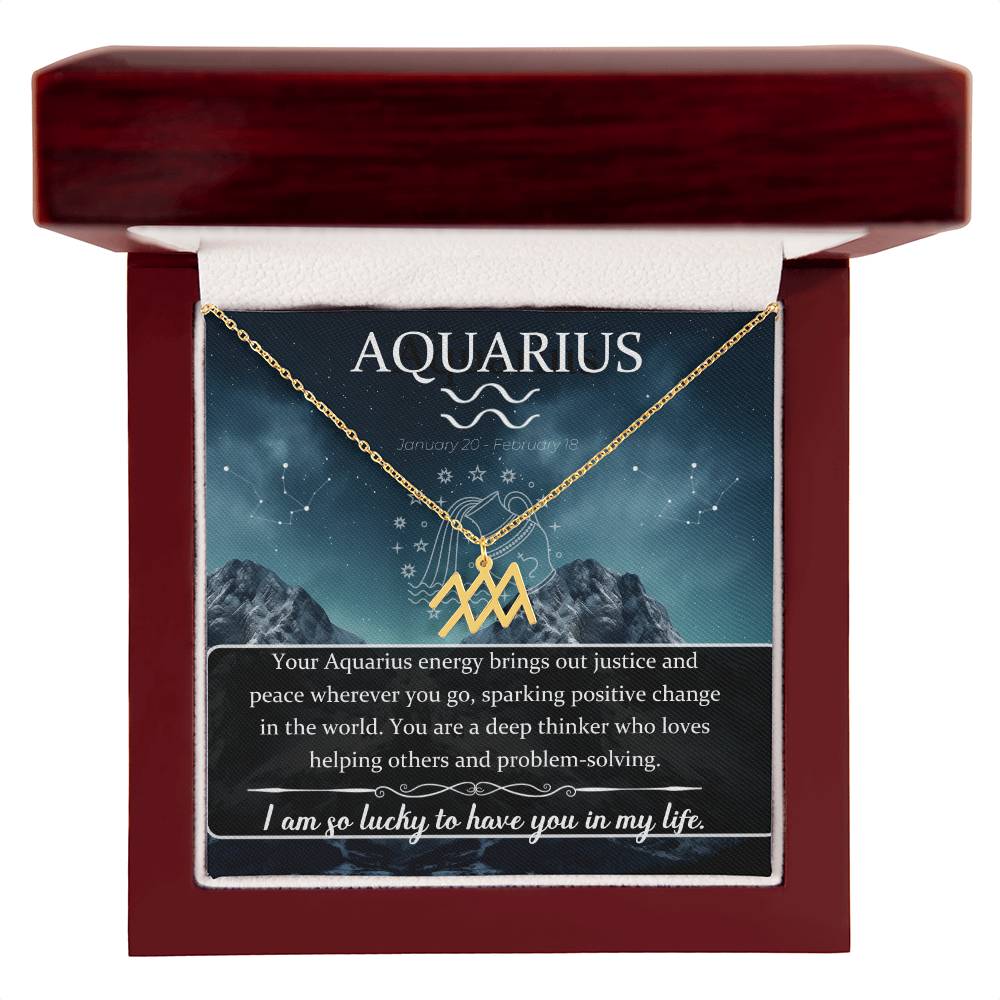 Aquarius ( January 20 - February 18) Zodiac Sign / Symbol Necklace