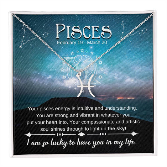 Pisces (February 19-March 20) Zodiac Sign / Symbol Necklace