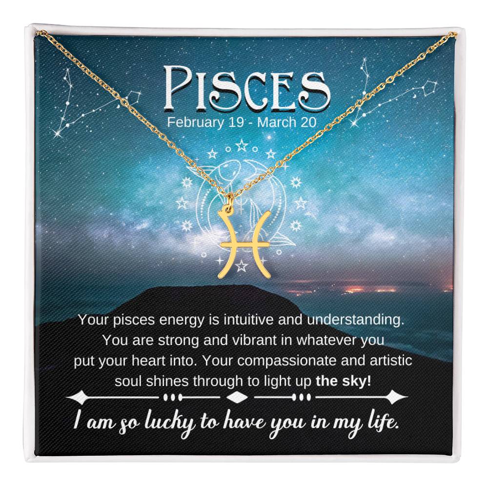 Pisces (February 19-March 20) Zodiac Sign / Symbol Necklace