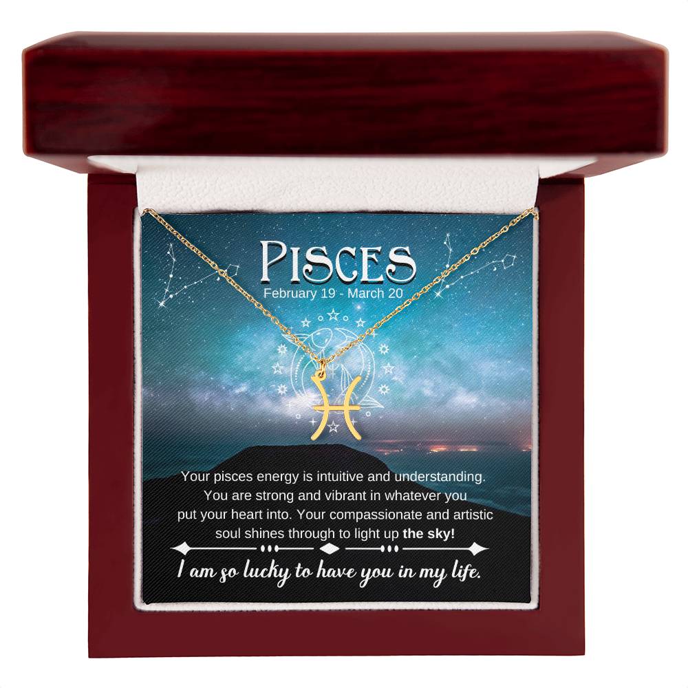 Pisces (February 19-March 20) Zodiac Sign / Symbol Necklace