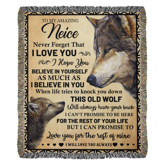 To My Niece (Wolf) - Woven Heirloom Blanket