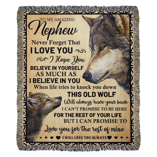 To My Nephew (Wolf) - Heirloom Woven Blanket