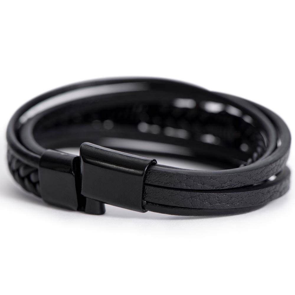 To My Man (Great Catch) - Men's Cross Leather Bracelet