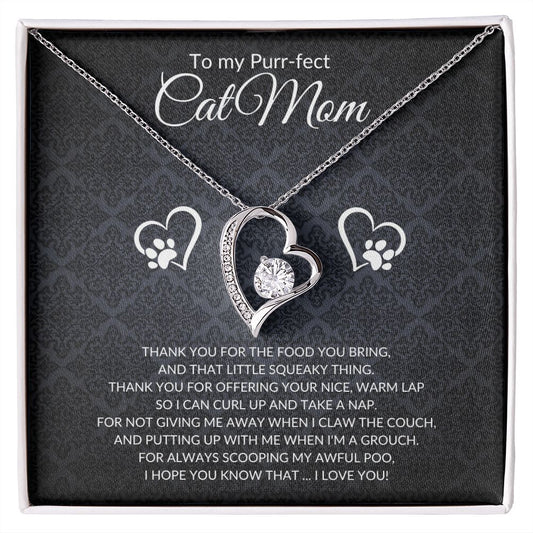 To My Purr-fect Cat Mom (Black Card) - Forever Love Necklace