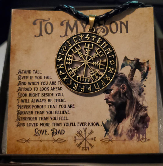 To My Son from Dad (Viking Color) - Bronze Viking Compass Medallion