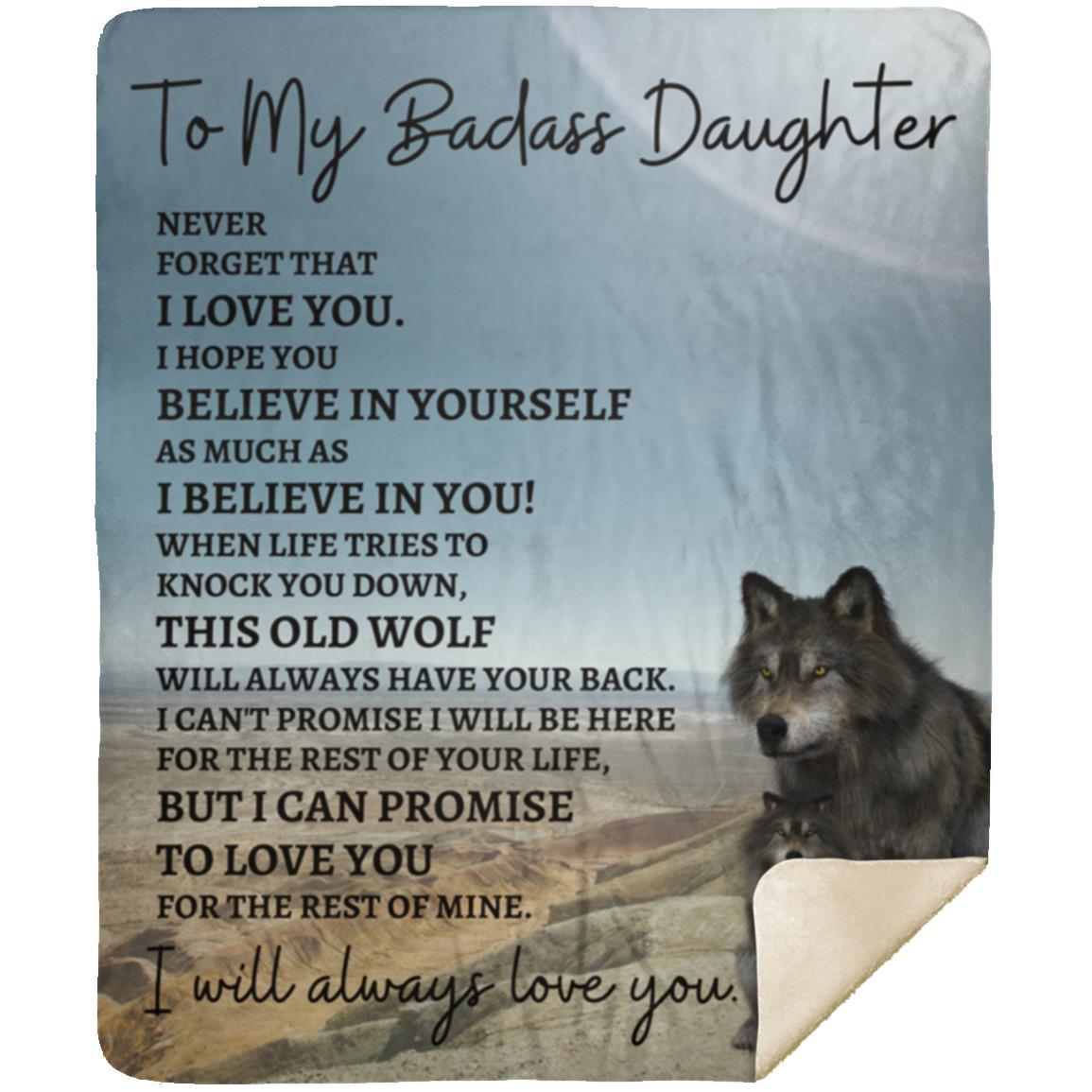 To My Badass Daughter (Wolf) Blanket