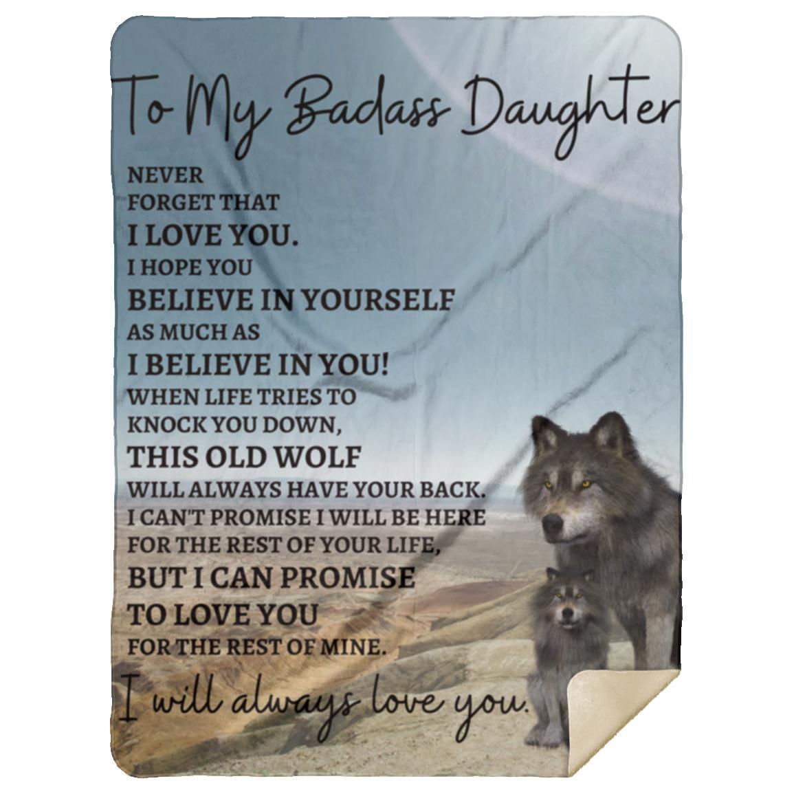 To My Badass Daughter (Wolf) Blanket