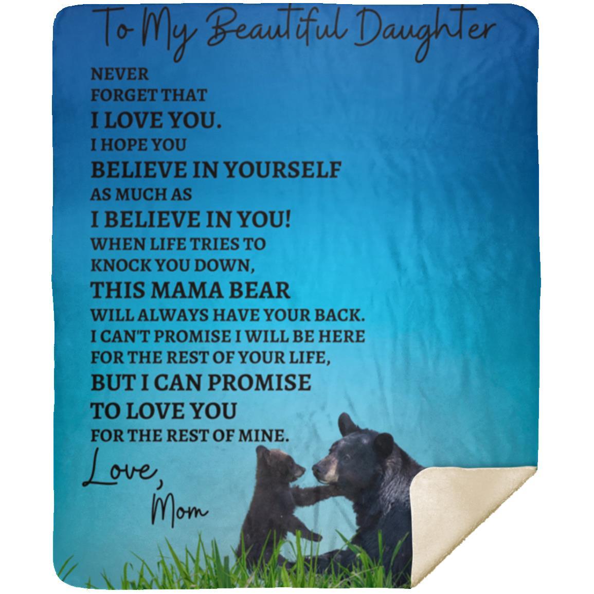 Winter To My Mom Blanket Gift, Mama Bear Blanket, You Love With a