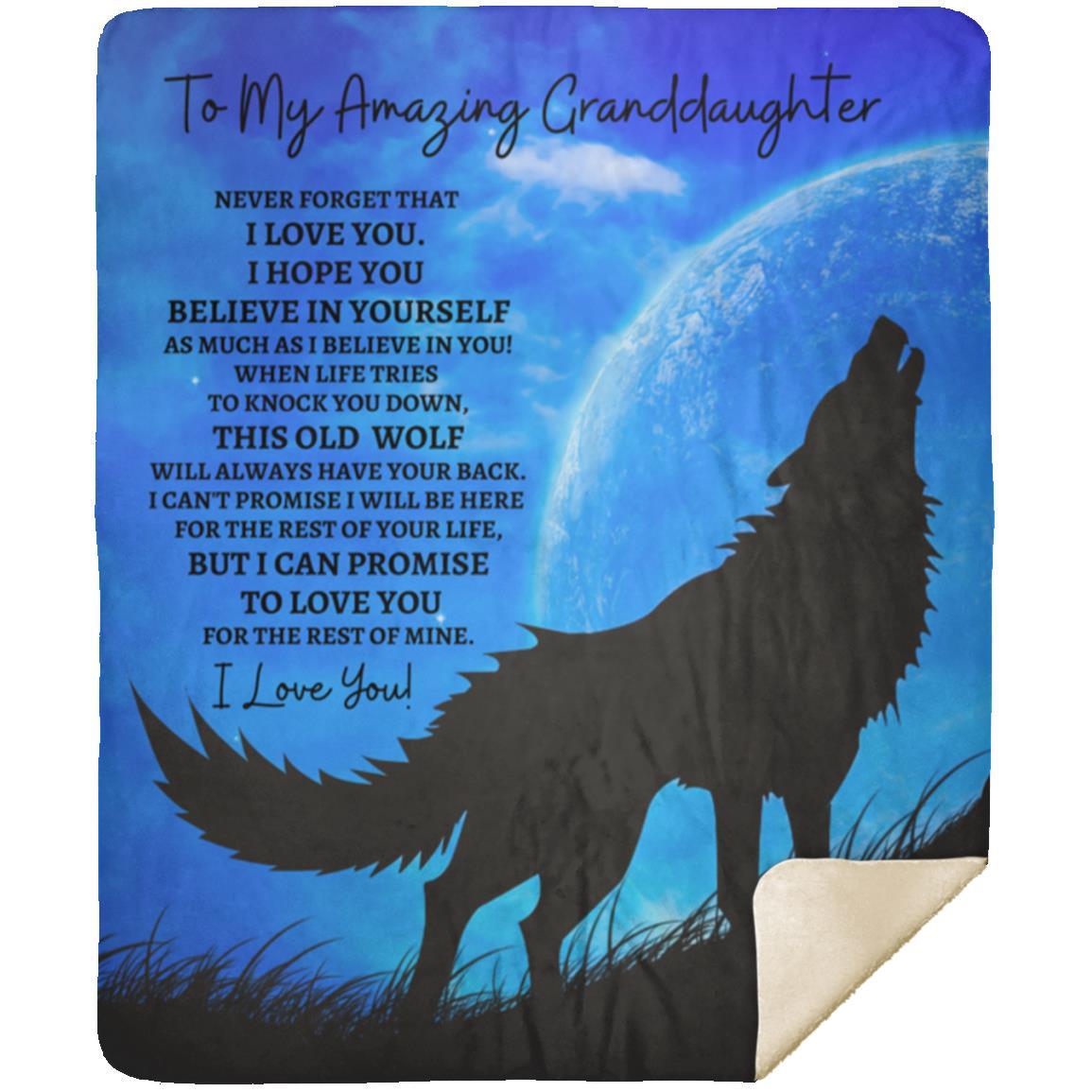 To My Amazing Granddaughter  (Howling Wolf) Cozy Plush Fleece Blanket - 50x60