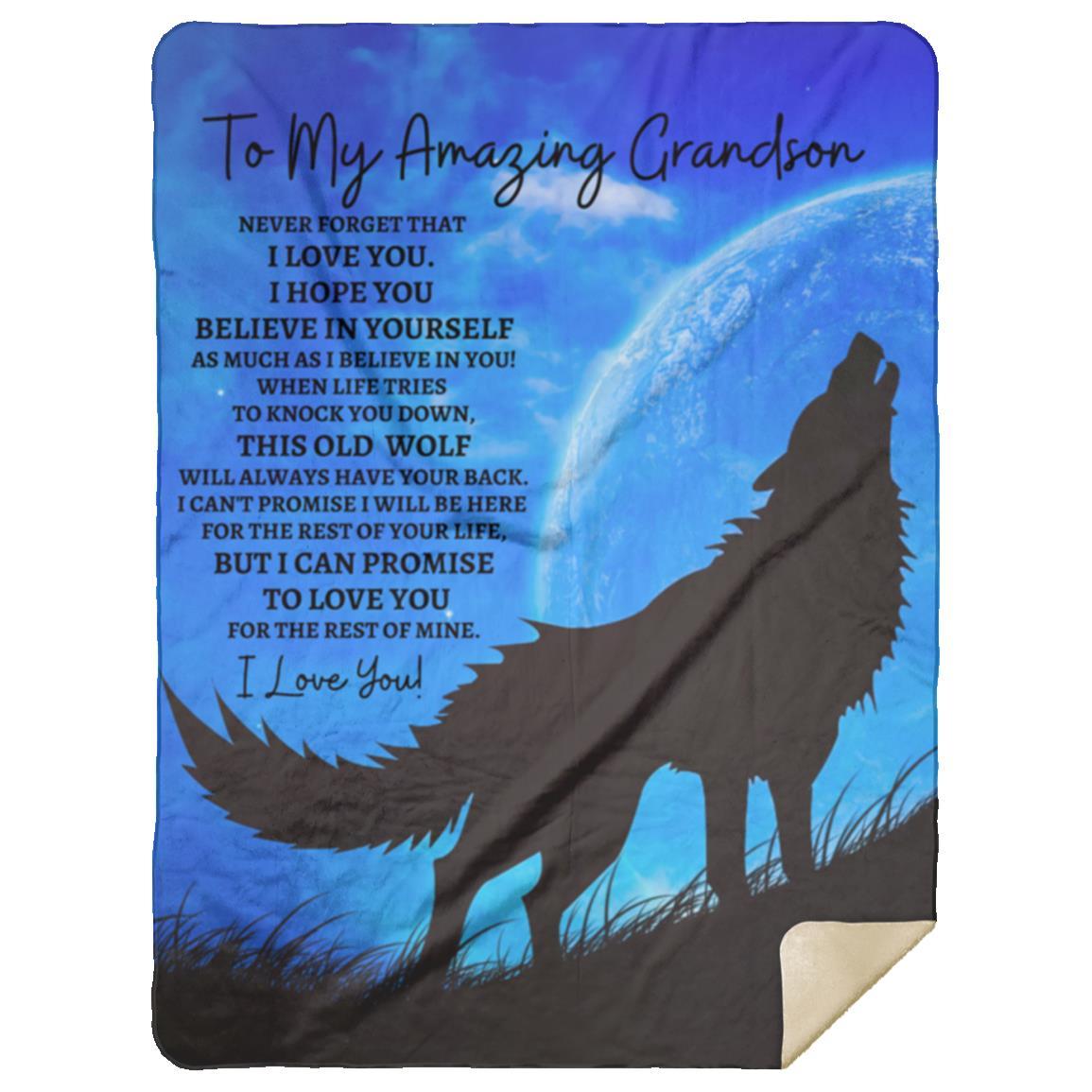 To My Amazing Grandson  (Howling Wolf) Blanket