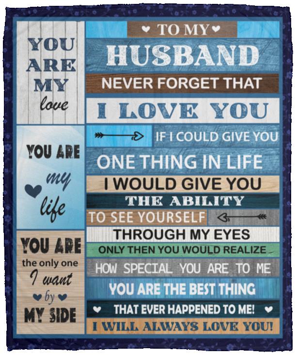 To My Husband (Blue Plank) Cozy Plush Fleece Blanket - 50x60